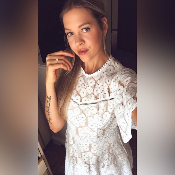 VICI White Cocktail Dress—beautiful lace detail & keyhole back - Picture 3 of 7